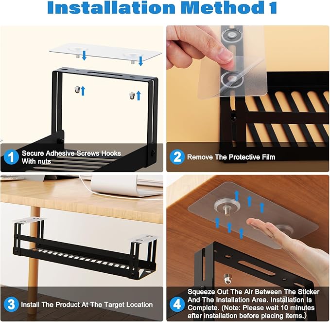 Under Desk Cable Management Tray, 17 in Metal Cable Tray Basket - Image 6