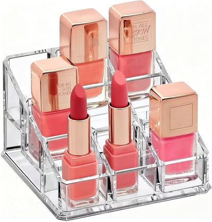 Clear Acrylic Lipstick Lip Gloss Organizer 9 Slots Small Comestic Display Holder by Unknown