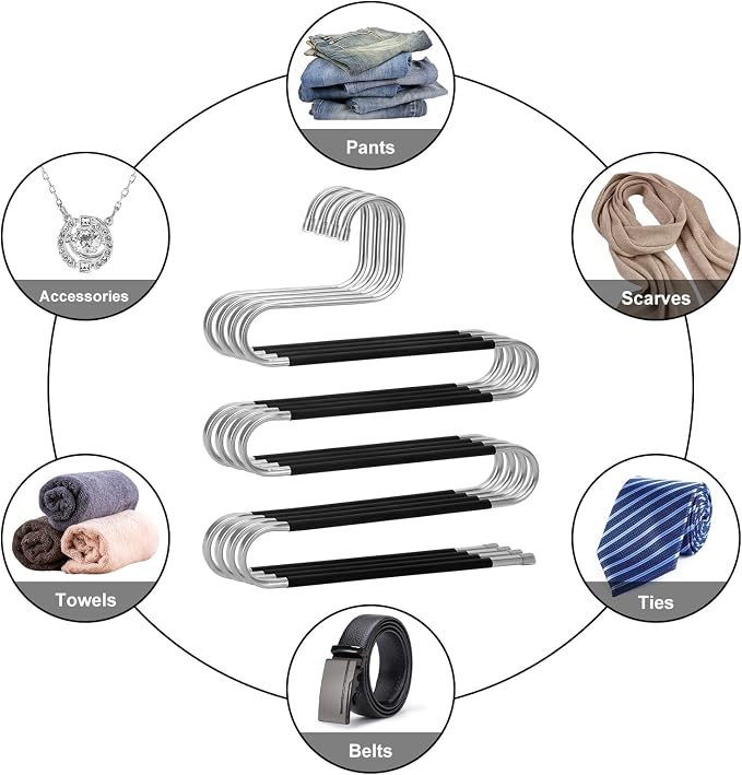Pants Hangers Space Saving, 4 Pack Stainless Steel Non-Slip Hangers - Image 4