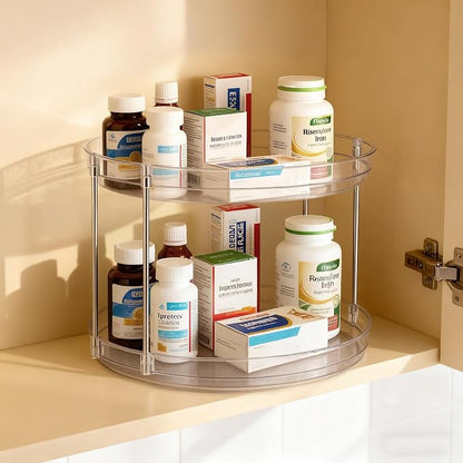 2-Pack 2-Tier Clear Lazy Susan Turntable Organizer, 9.5" Rotating Spice Rack - Image 5