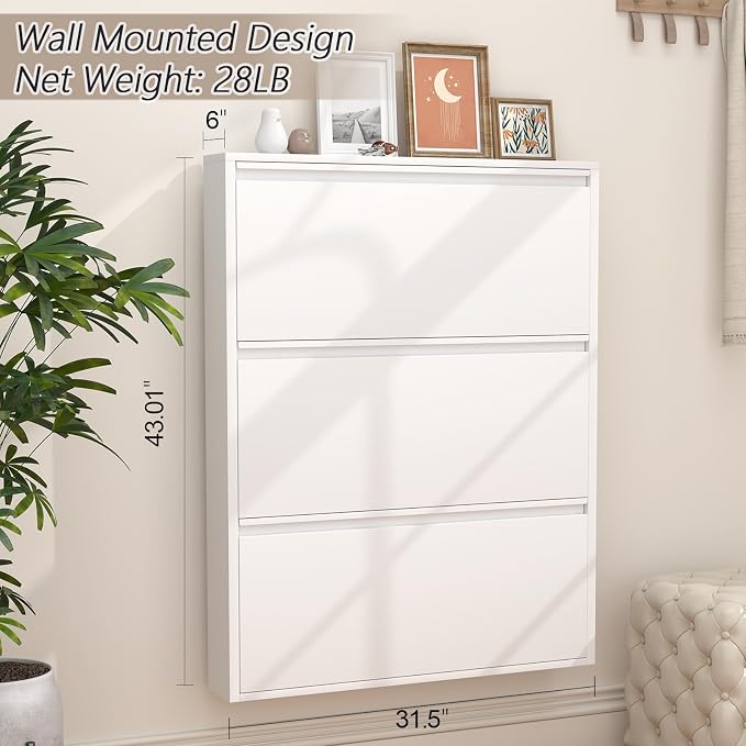 GREATMEET Shoe Rack for Closet, Slim Wall Mounted Metal Cabinet - Image 2