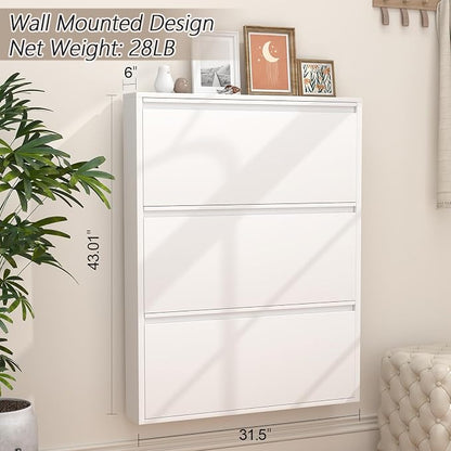 GREATMEET Shoe Rack for Closet, Slim Wall Mounted Metal Cabinet - Image 2