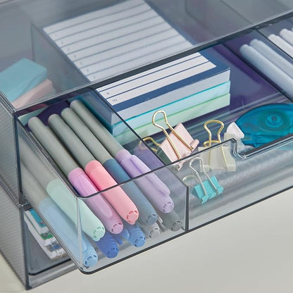 STORi STAX Plastic Stackable Organizer Drawers Classic Grey | 12.5" Wide | Set - Image 7