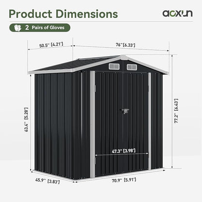 Aoxun 6.2x4 FT Shed Outdoor Galvanized Storage Shed - Image 7