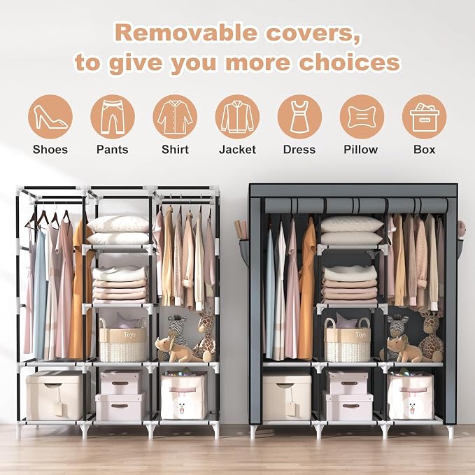 VTRIN Portable Closet Wardrobe for Hanging Clothes - Image 7