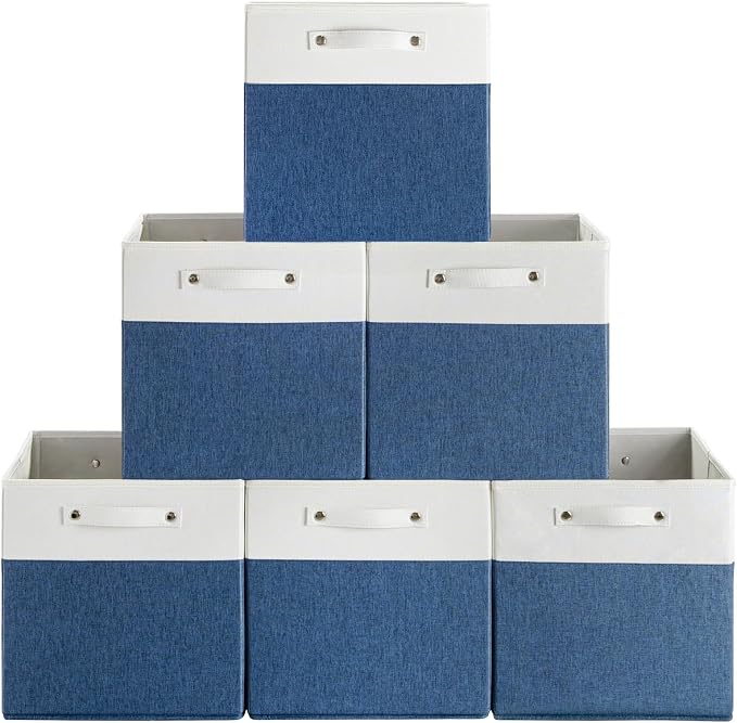 FinishingBo 13x13x13 Storage Cube Bins 6 Pack, Cube Shelf Baskets | Foldable by SimplifySpaceSimplifyLife