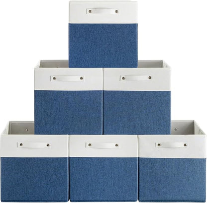 FinishingBo 13x13x13 Storage Cube Bins 6 Pack, Cube Shelf Baskets | Foldable by SimplifySpaceSimplifyLife