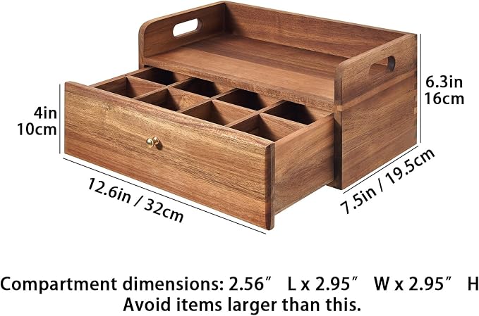 SARUFO Acacia Wood Tea Bag Organizer - Image 2