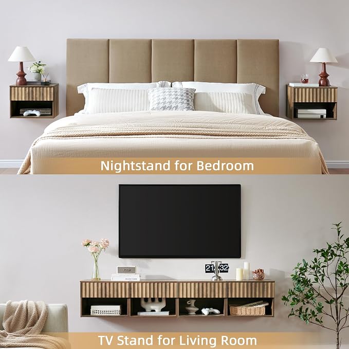 Floating Nightstand with Fluted Drawer - Image 5