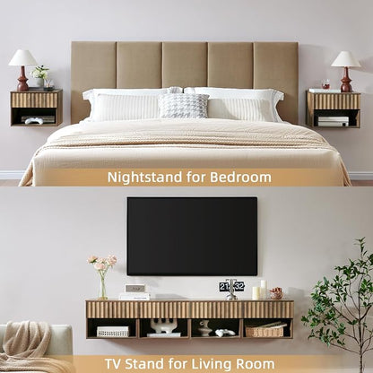 Floating Nightstand with Fluted Drawer - Image 5