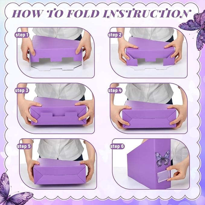 Purple Butterfly Magazine File Holder Decorative Set of 4 | Foldable Magazine - Image 3