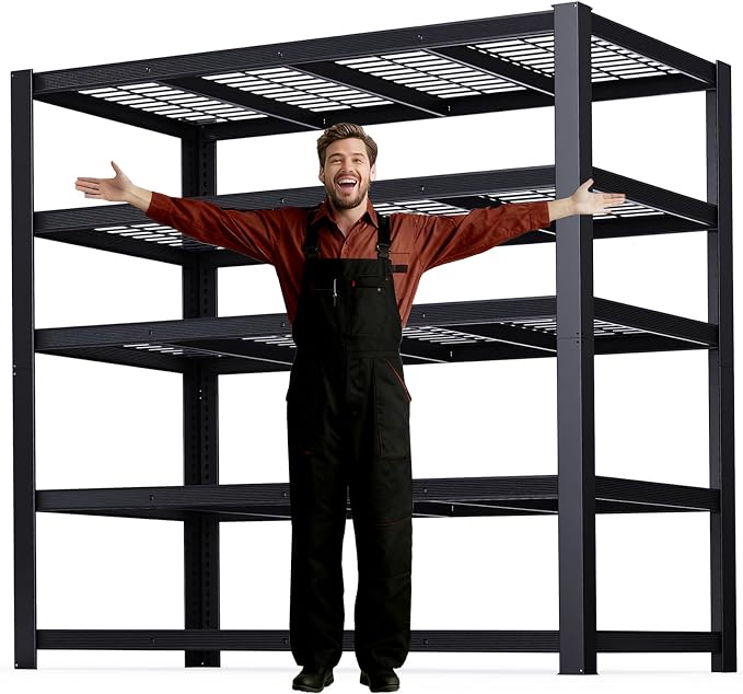 62" W 3050LBS Storage Shelves Unit, 5 Tier Heavy Duty Metal Shelving Unit and by Unknown