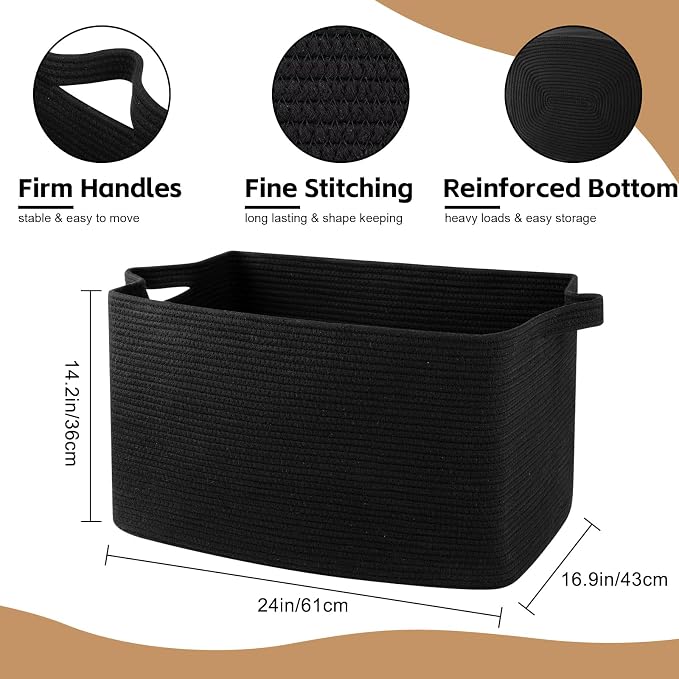 95L Extra Large Blanket Basket, Rectangle Nursery Blanket Storage - Image 2