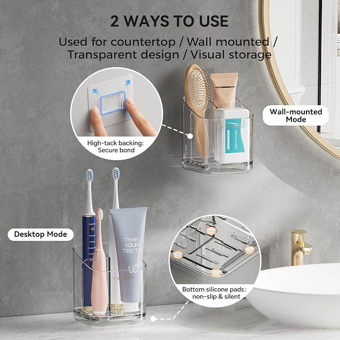 Toothbrush Holders for Bathrooms, 3 Slots Detachable Electric Toothbrush Holder - Image 2