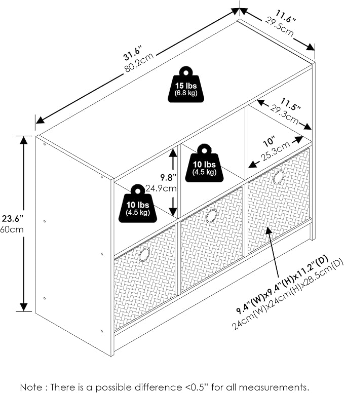 Furinno Basic 3x2 Cube Storage Bookcase Organizer - Image 3