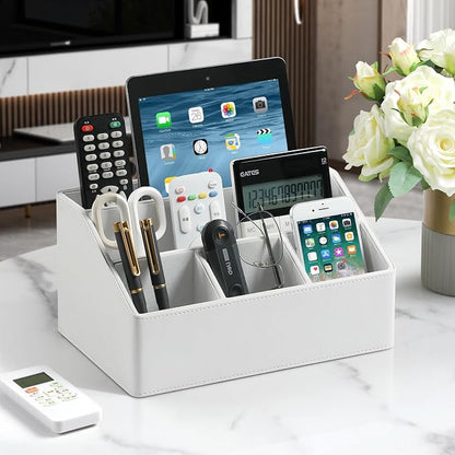 PU Leather Desk Organizer, Luxury Remote Control Holder - Image 2
