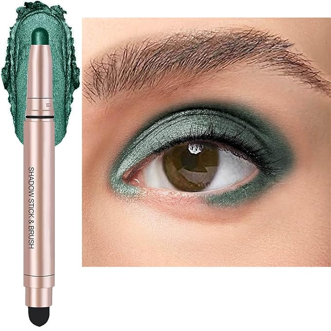 Green Eyeshadow Stick, Shimmer Cream Single Eyeshadow Pencil High Pigmented Eye by Metfdlaig