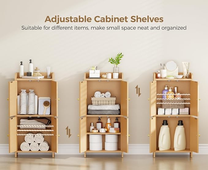 BEWISHOME Small Floor Cabinet, Toilet Paper Storage, Bathroom Storage Cabinet | - Image 5