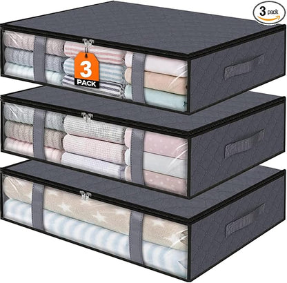 StorageRight Under Bed Storage Bags 3 Pack, 40L Large Clothes & Comforter by StorageRight
