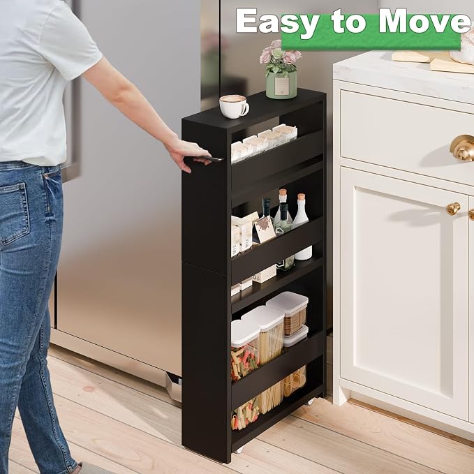 MARTY Slim Rolling Storage Cart 4-Tier Kitchen Cart - Image 2