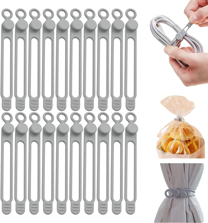 Data Cable Organizer, Silicone Cable Ties Reusable by Viwgnxy