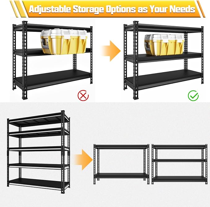 48" W Garage Storage Shelves Heavy Duty, 2800LBS Loads Adjustable Garage - Image 5