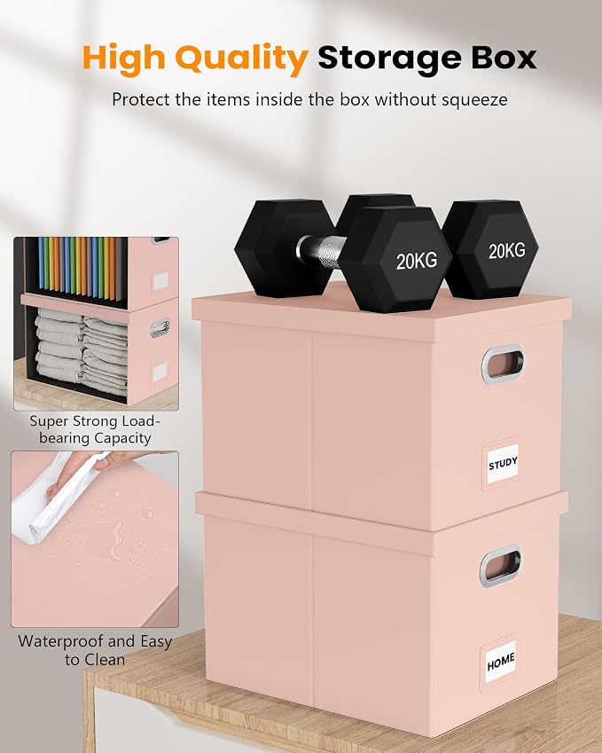 File Organizer Box with Lid, Portable Hanging File Box - Image 5