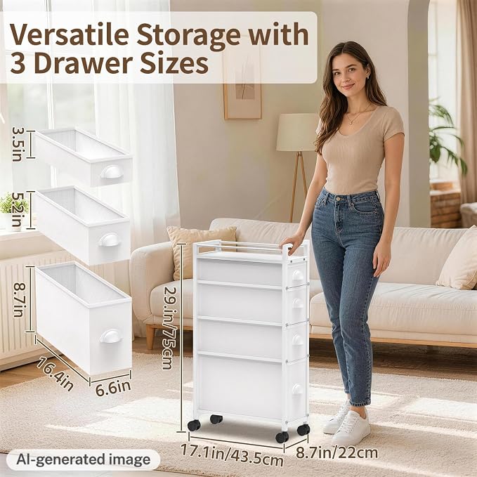 LASZOLA Narrow Cabinet Slim Storage Cart - Image 2