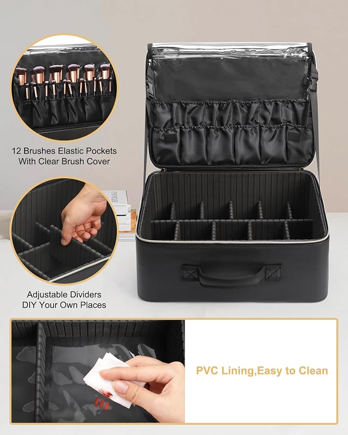 Relavel Extra Large Makeup Case Professional Cosmetic Storage Organizer Box - Image 3
