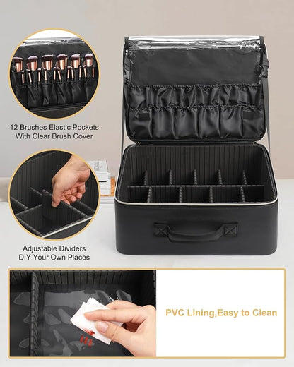 Relavel Extra Large Makeup Case Professional Cosmetic Storage Organizer Box - Image 3