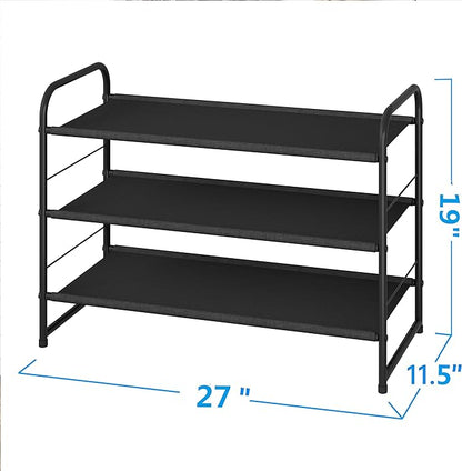 Simple Trending 3 Tier Stackable Shoe Rack, Expandable Adjustable Fabric Shoe - Image 3