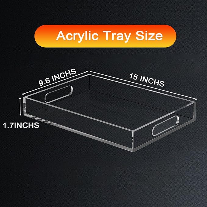 Acrylic Tray for Ottoman, Acrylic Organizers Tray Large, Serving Tray - Image 2