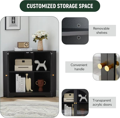 31.5" Mid-Century Modern Small Coner Storage Cabinet, Kitchen Coofee Bar - Image 5