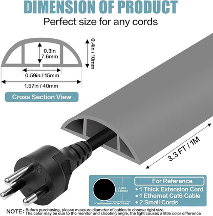 Floor Cord Cover Self Adhesive Cord Hider, 3.3FT Cable Management, Extension - Image 2