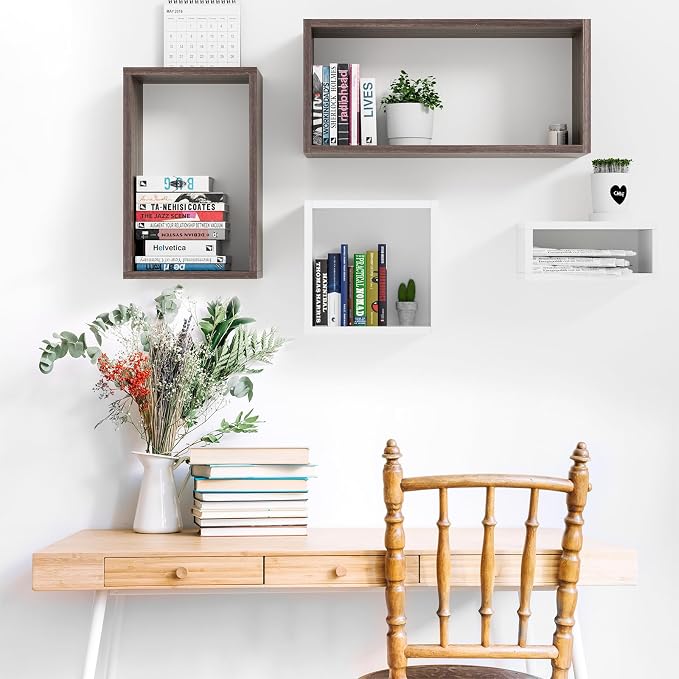 Wall Mount Shelf Set of 4, Floating Cube Shelves - Image 7