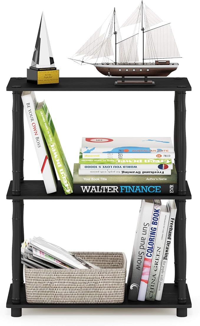Furinno TURN-N-TUBE Storage Shelves, 3-Tier Book Shelf, Corner Shelf, Toolless - Image 5