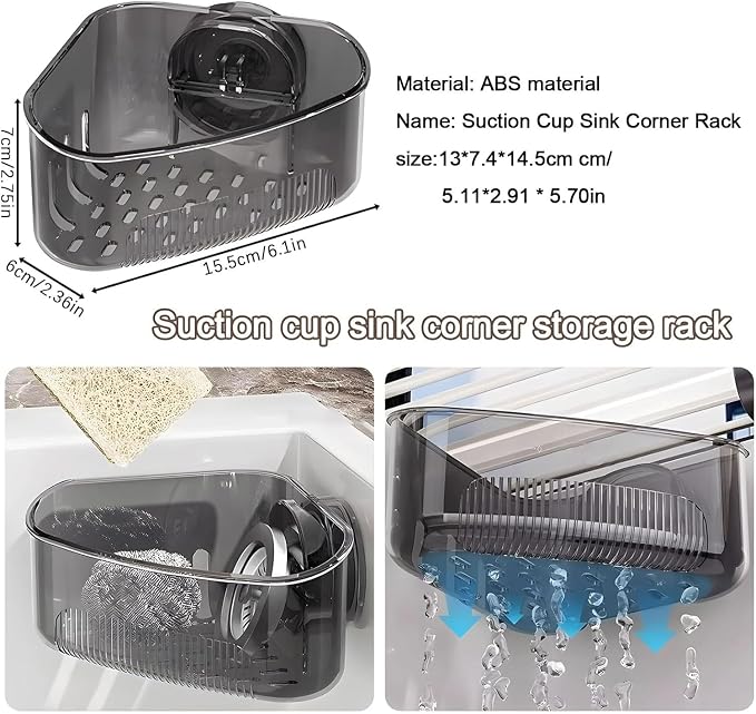 2PCS Sink Organizer Rack for Kitchen for Sponges, Sink Corner Drain Box - Image 3