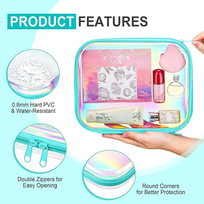 Sanwuta 6 Pcs Clear Hard Zipper Case Hard Plastic Zipper Pouches Transparent - Image 3