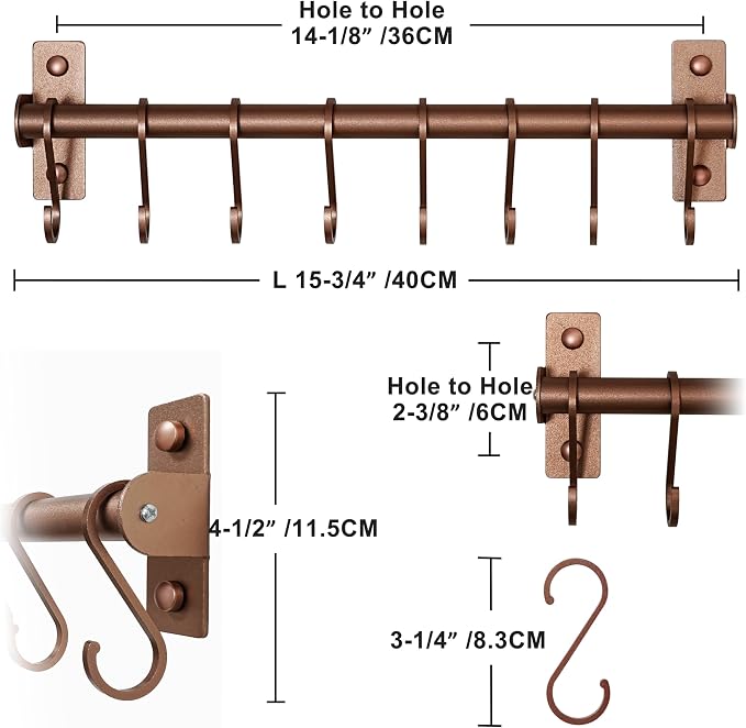 Dseap Kitchen Utensil Holder Hanger, Pot and Pan Rack Wall Mounted, Kitchen Rail - Image 6
