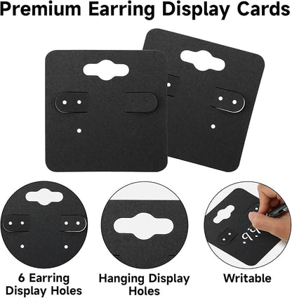 joycraft 100Pcs Earring Display Holder Cards, 2 Inch Black Earring Hanging Cards - Image 3
