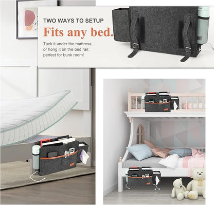 Surblue Bedside Caddy Felt Storage Organizer Hanging Bag - Image 3
