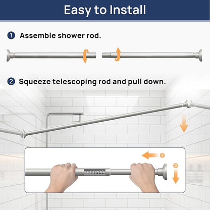ENJOYBASICS 1" Nickel Shower Curtain Rod, 30-88" Adjustable, Secure Tension | - Image 6