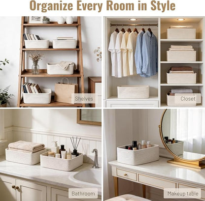 5 Pack Small Woven Storage Baskets - Image 5
