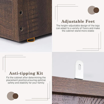 Farmhouse 3 Doors Armoire Wardrobe Closet w/Folding Sliding Barn Door and Lights - Image 8