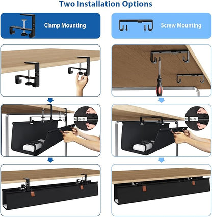 Zilink No Drill Under Desk Cable Management Tray 40" Cord Organizer - Image 2