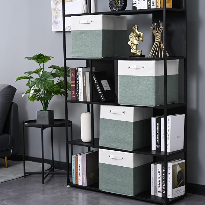 FinishingBo 13x13x13 Storage Cube Bins 4 Pack, Cube Shelf Baskets | Foldable - Image 7