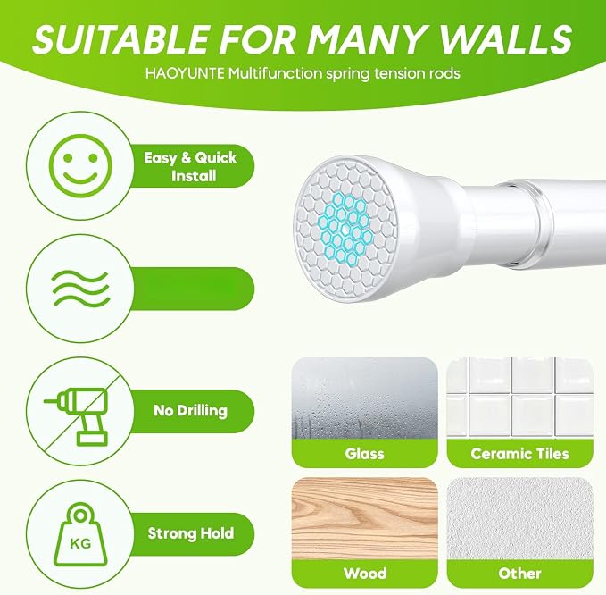 White Tension Rods 16 to 26 Inch Tension Curtain Rod Small Tension Rods - Image 4