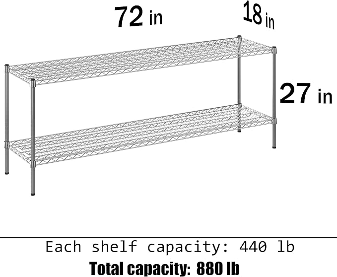 18" Deep x 72" Wide x 27" Height Wire Shelving Kit | 2-Tier | NSF Commercial - Image 3