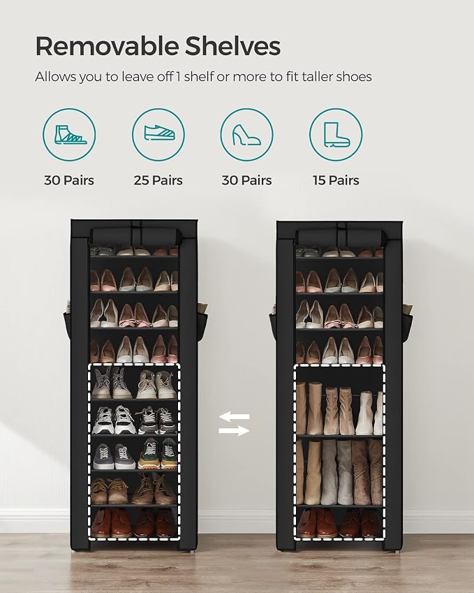 SONGMICS 10-Tier Shoe Rack, Shoe Storage Cabinet - Image 5