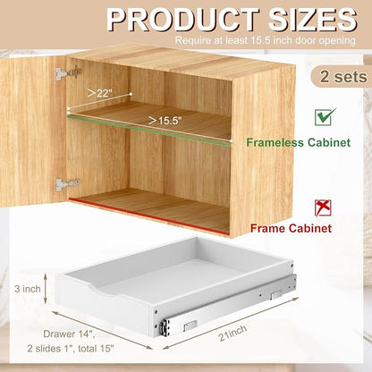 Menkxi 2 Set Pull out Tray Cabinet Organizer Wooden Pull Drawers storage Slide - Image 2